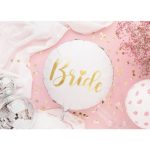 18″ Μπαλόνι λευκό με χρυσά γράμματα Bride - Image 2