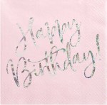 Χαρτοπετσέτες απαλό ροζ “Happy Birthday” (20 τεμ)