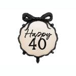 Μπαλόνι "Happy 40" με φιόγκο κρεμ/μαύρο