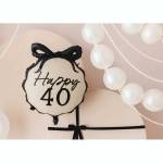 Μπαλόνι "Happy 40" με φιόγκο κρεμ/μαύρο - Image 2